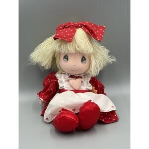 Vintage 1990 Applause Precious Moments Doll Melody Red White Dress Bow 14” READ